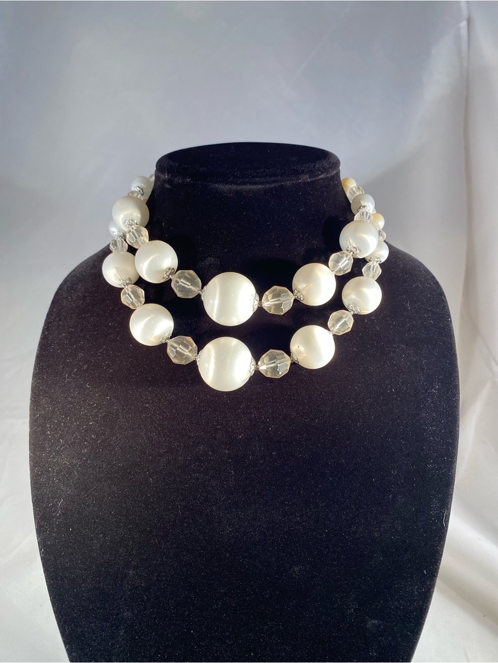 Classic Ivory Pearl & Crystal Double Strand Necklace - Women Jewelry